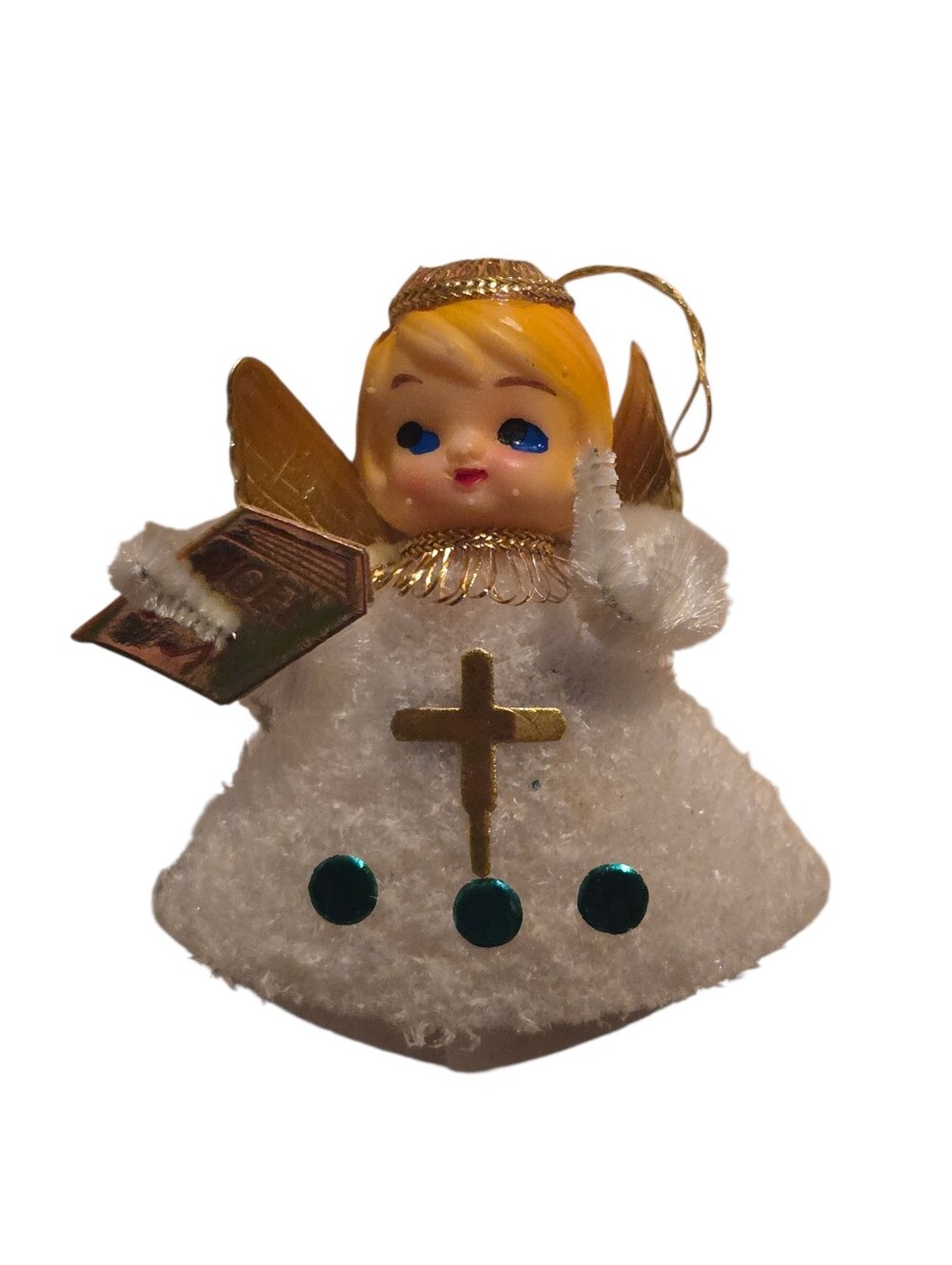three mid-century retro kitsch vintage Christmas angel ornaments